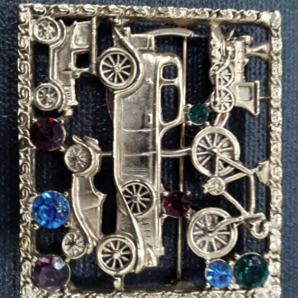 Vintage gold tone transportation brooch